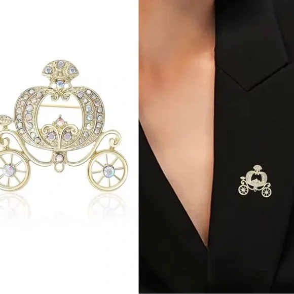 Gold-tone Jeweled Carriage Brooch - Picture 2 of 3